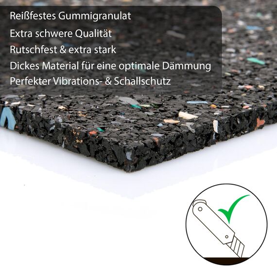 BigDean Antivibrationsmatte 60x60 cm – zuschneidbare Gummimatte Made in Germany – Dämmmatte 0,6cm Höhe für unterschiedliche Geräte & Räume geeignet