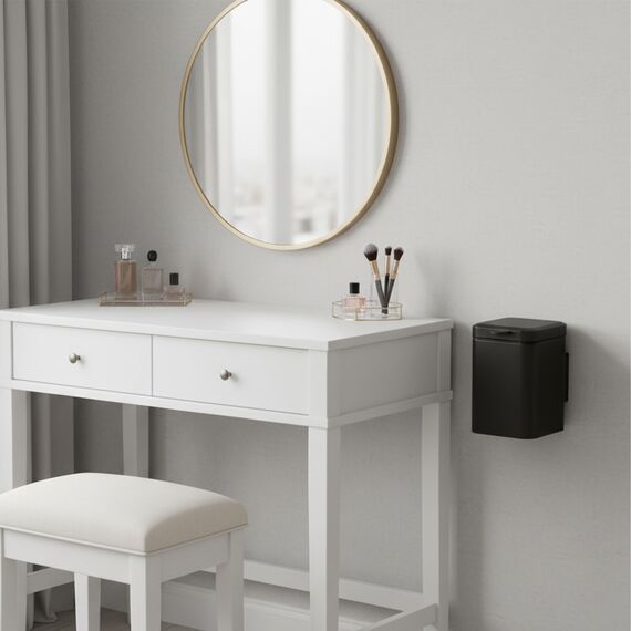 Relaxdays Kosmetikeimer Wandmontage, 3 l, Absenkautomatik, entnehmbarer Inneneimer, Bad Mülleimer, Edelstahl, schwarz