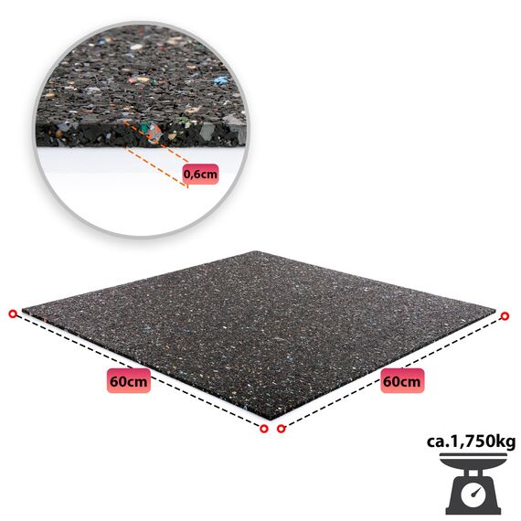 BigDean Antivibrationsmatte 60x60 cm – zuschneidbare Gummimatte Made in Germany – Dämmmatte 0,6cm Höhe für unterschiedliche Geräte & Räume geeignet