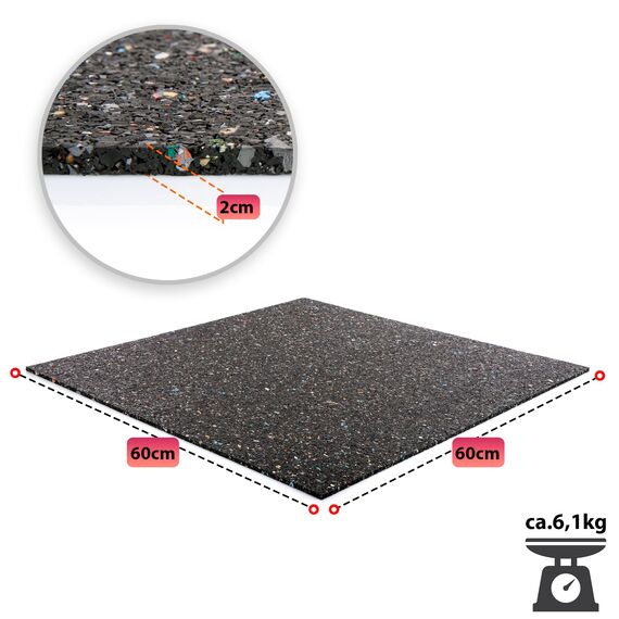 BigDean Antivibrationsmatte 60x60 cm – zuschneidbare Gummimatte – Dämmmatte 2cm Höhe für unterschiedliche Geräte & Räume geeignet