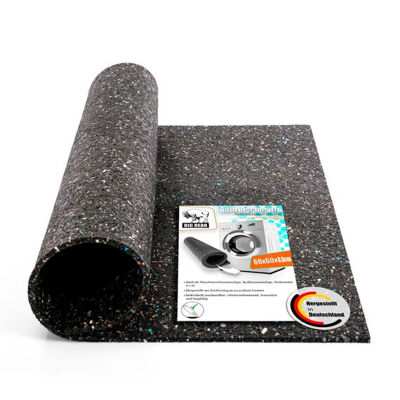 BigDean Antivibrationsmatte 60x60 cm – zuschneidbare Gummimatte Made in Germany – Dämmmatte 0,6cm Höhe für unterschiedliche Geräte & Räume geeignet