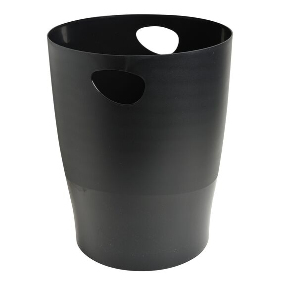 Exacompta 453014D ECOBIN 8er Pack Papierkorb EcoBlack 15 Liter mit Griffen. Eleganter und robuster Papierkorb und Mülleimer im modernen Design schwarz Blauer Engel