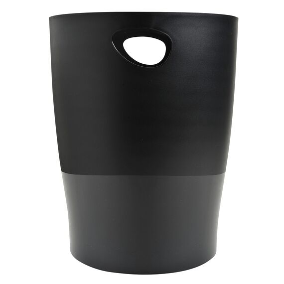Exacompta 453014D ECOBIN 8er Pack Papierkorb EcoBlack 15 Liter mit Griffen. Eleganter und robuster Papierkorb und Mülleimer im modernen Design schwarz Blauer Engel