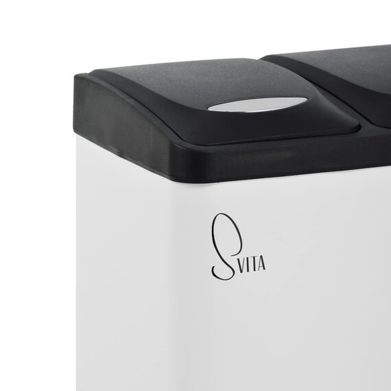 SVITA TC3X8 Mülleimer 3 Fächer, 24 Liter Treteimer mit Tretmechanismus, Pulverbeschichteter Stahl, Pedale mit Farblicher Kennung, Herausnehmbare Inneneimer, Mülltrennsystem ideal für Bad und Küche