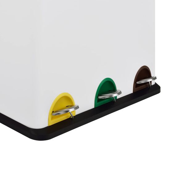 SVITA TC3X20 Treteimer 60 Liter 3x20L dreifach XXL Abfalleimer 3er-Mülleimer Mülltrennung Küchen-Eimer (Weiß)