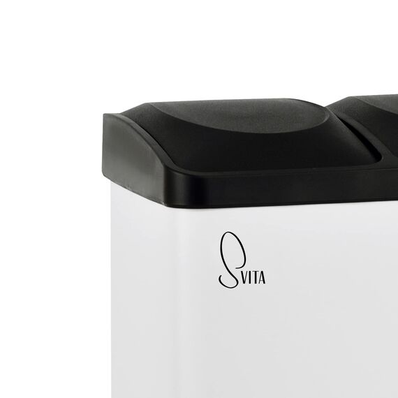 SVITA TC3X20 Treteimer 60 Liter 3x20L dreifach XXL Abfalleimer 3er-Mülleimer Mülltrennung Küchen-Eimer (Weiß)