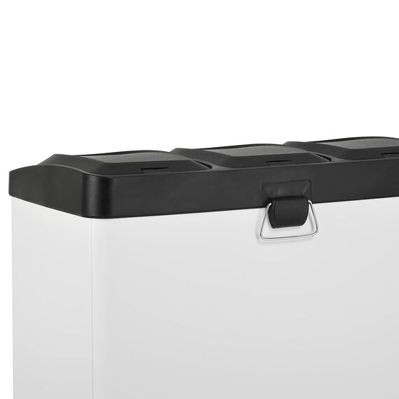 SVITA TC3X20 Treteimer 60 Liter 3x20L dreifach XXL Abfalleimer 3er-Mülleimer Mülltrennung Küchen-Eimer (Weiß)