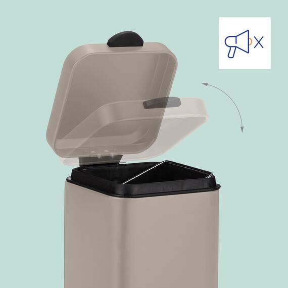 Relaxdays Kosmetikeimer Wandmontage, 3 l, Absenkautomatik, entnehmbarer Inneneimer, Bad Mülleimer, Edelstahl, beige