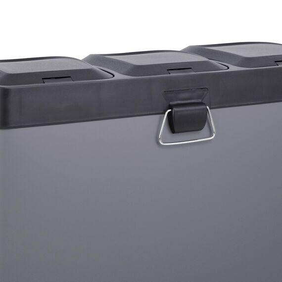 SVITA TC3X15 Treteimer 45 Liter Grau 3X 15L dreifach Abfalleimer 3er-Mülleimer Mülltrennung Küchen-Eimer