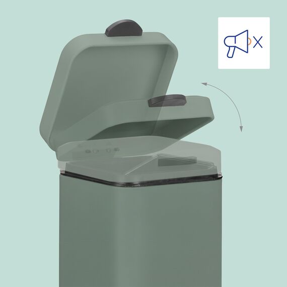 Relaxdays Kosmetikeimer Wandmontage, 3 l, Absenkautomatik, entnehmbarer Inneneimer, Bad Mülleimer, Edelstahl, dunkelgrün