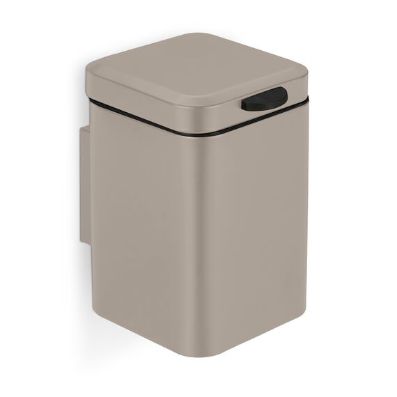 Relaxdays Kosmetikeimer Wandmontage, 3 l, Absenkautomatik, entnehmbarer Inneneimer, Bad Mülleimer, Edelstahl, beige