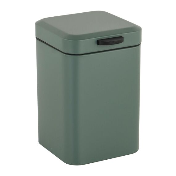Relaxdays Kosmetikeimer Wandmontage, 3 l, Absenkautomatik, entnehmbarer Inneneimer, Bad Mülleimer, Edelstahl, dunkelgrün