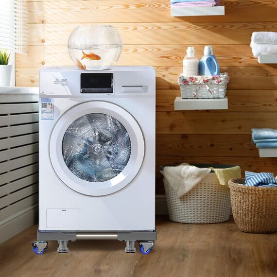 NIUXX Waschmaschine Sockel Untergestell Doppelrohrdesign mit 8 Füßen+4 Räder für Waschwaschine,Kühlschrank und Trockner,Verstellbare Waschmaschinensockel mit Rutschfester Stoßdämpfungsfunktion