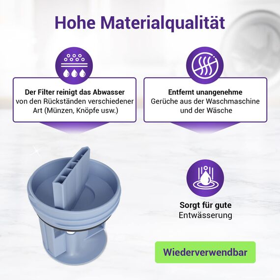 Vioks.pro Flusensieb Ersatz für 00647920 Bosch Flusensieb & Siemens Flusensieb Ersatzteil Waschtrockner- Balay Siemens Bosch Waschmaschine Flusensieb