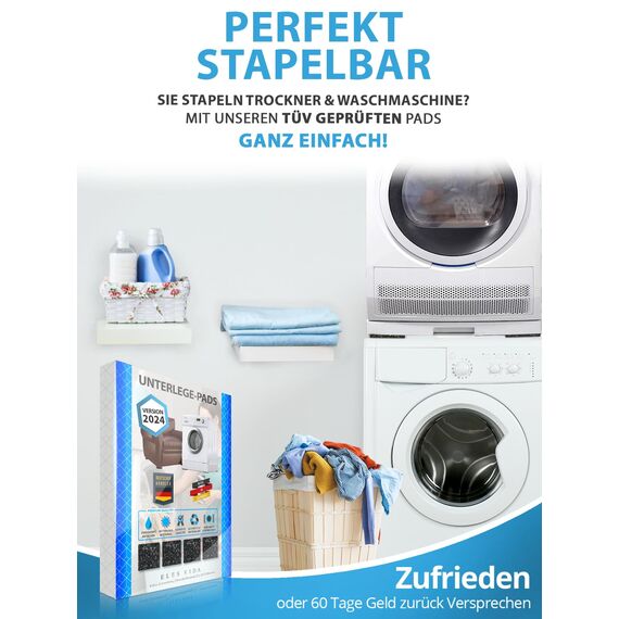 Waschmaschinen Schwingungsdämpfer Pads - 4er Set - 15 mm stark Gummipads Anti Vibrationsdämpfer für Möbel, Schränke, Maschinen, Badezimmer Antirutschunterlage 9x9x1,5cm - HERGESTELLT DEUTSCHLAND