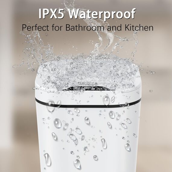 Kssvzz 2er Set Mülleimer Bad mit Sensor, 10L Automatischer Mülleimer mit Deckel, Elektrischer Mülleimer für Büro, Schlafzimmer, Küchen (Weiß)