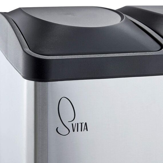 SVITA TC3X15 Treteimer Edelstahl 45 Liter Silber 3X 15L dreifach Abfalleimer 3er-Mülleimer Mülltrennung Küchen-Eimer