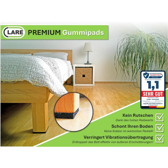 CLARE Premium Schwingungsdämpfer als Waschmaschinenunterlage und Vibrationsdämpfer | Antirutschpads | weniger Lärm und Bewegung | Antivibrationsmatte für Lautsprecher, 3D-Drucker | 4 Stück 10mm