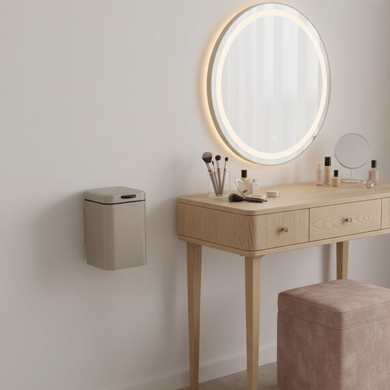 Relaxdays Kosmetikeimer Wandmontage, 3 l, Absenkautomatik, entnehmbarer Inneneimer, Bad Mülleimer, Edelstahl, beige