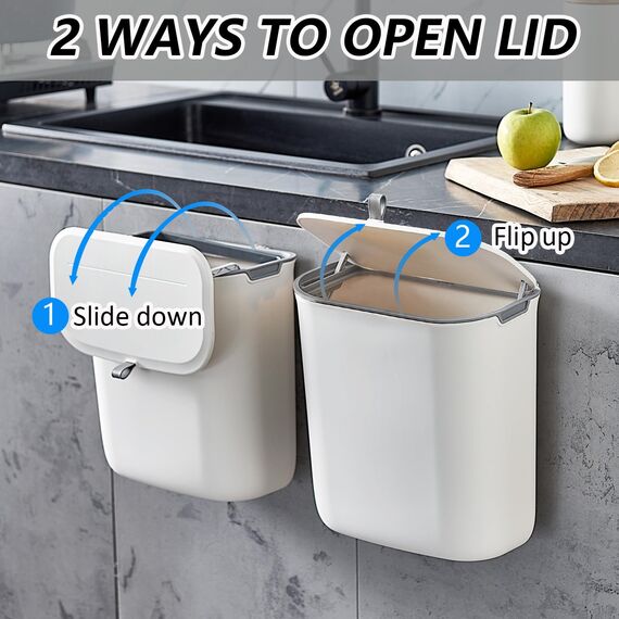 ELPHECO Küchenmülleimer mit Deckel 10L Bio-Mülleimer, hängende Abfallsammler, Kunststoff-Mülleimer für die Wandmontage, wasserdicht Kompostbehälter für Küche, Wohnmobil, Schrank