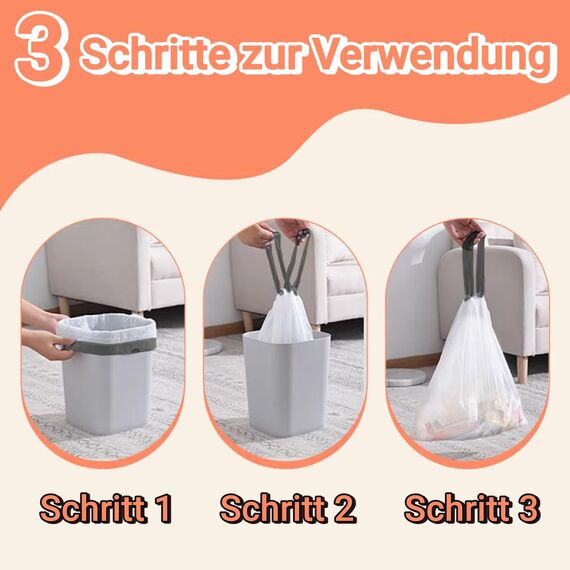 XIQIYY Müllbeutel 20L mit Zugband, Kleine Weiße Müllsäcke 48 Stück, Büro Mülltüten mit Tragegriff, Reißfeste, Extra Dicke, Abfallbeutel für Küche, Badezimmer, Geeignet für 15 Liter-20L Mülleimers