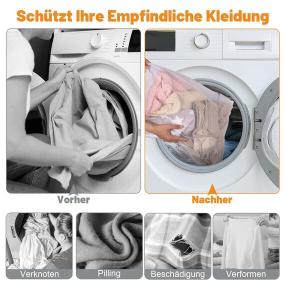 Dntorx 5 Stück Wäschenetz für Waschmaschine, Wäschesack Waschmaschine Wäschebeutel Laundry Bag mit Reißverschluss für Hemden Pullover Mäntel Jeans Unterwäsche Babykleidung (30x40cm/40x50cm/50x60cm)