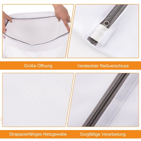 Dntorx 5 Stück Wäschenetz für Waschmaschine, Wäschesack Waschmaschine Wäschebeutel Laundry Bag mit Reißverschluss für Hemden Pullover Mäntel Jeans Unterwäsche Babykleidung (30x40cm/40x50cm/50x60cm)