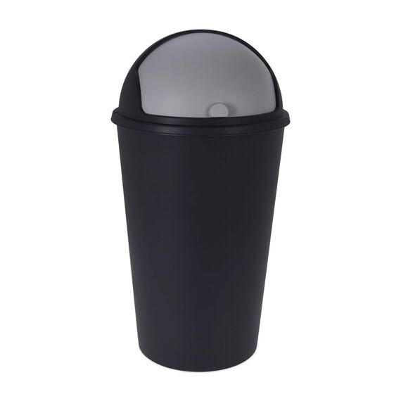 Spetebo XL Abfalleimer mit Schiebedeckel schwarz - 25 L - Runder Mülleimer mit Kuppel Deckel - Kosmetik Eimer Müll Behälter Abfall Eimer recycelbar