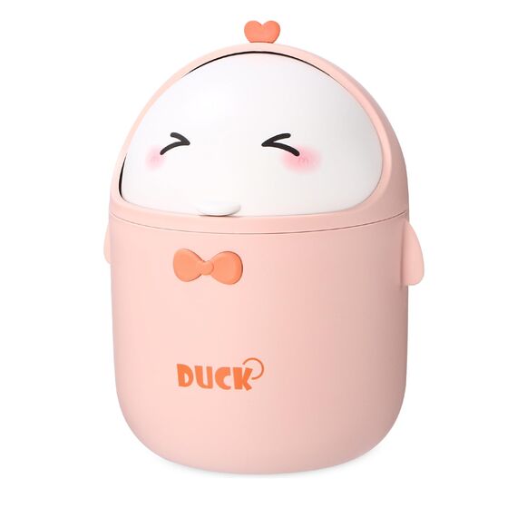 Huifoo Mini TischmüLleimer mit Deckel, Süße Cartoon Tisch Mülleimer, Cute Papierkorb Klein, Kawaii Deko, Aufbewahrungsbox, für BüRos, Kinderzimmer, Schminktisch, Wohnzimmer - Rosa