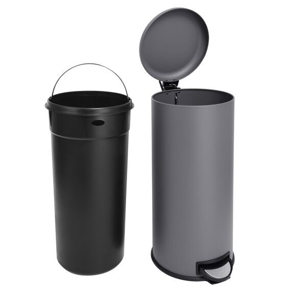 SVITA T30 Mülleimer Grau Treteimer Abfalleimer 30 Liter inkl. Inneneimer rund Küchen-Hilfe