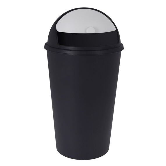 Spetebo XL Abfalleimer mit Schiebedeckel schwarz - 25 L - Runder Mülleimer mit Kuppel Deckel - Kosmetik Eimer Müll Behälter Abfall Eimer recycelbar