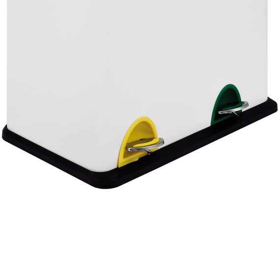 SVITA TC2Combo35 Mülleimer Abfalleimer Treteimer Mülltrennersystem 35Liter Volumen (12 L + 23 L) Küche Büro Arbeitszimmer bunte Pedale aus Stahl (Weiß)