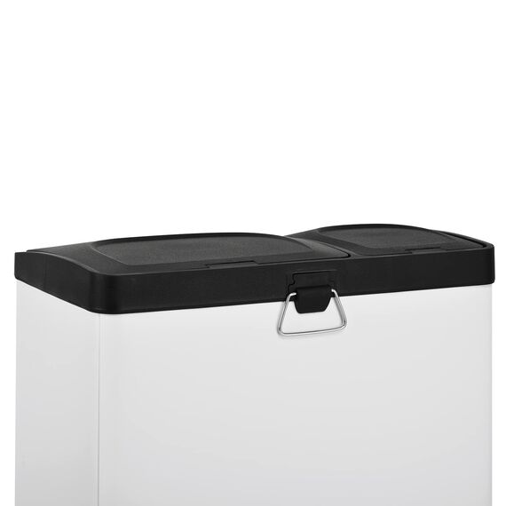 SVITA TC2Combo35 Mülleimer Abfalleimer Treteimer Mülltrennersystem 35Liter Volumen (12 L + 23 L) Küche Büro Arbeitszimmer bunte Pedale aus Stahl (Weiß)