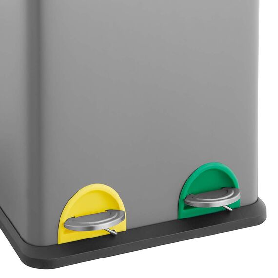 SVITA TC2X15 Küchen-Eimer 30 Liter Grau 2x15L doppelt Abfalleimer 2er-Mülleimer Mülltrennung Treteimer