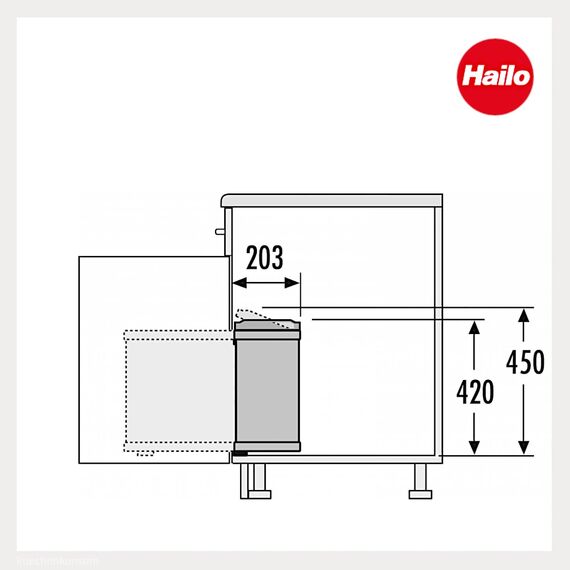 Hailo Abfallsammler 3416071 | Schwenkbarer Einbau-Mülleimer Duo 16 L | Für Schränke ab 45 cm Breite mit Drehtür | Platzsparende Mülltrennung | Einfache Installation | Hochwertige Verarbeitung