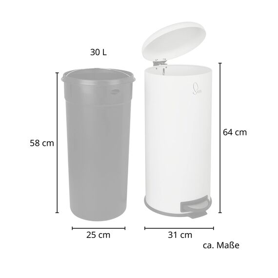 SVITA T30 Mülleimer Weiß Treteimer Abfalleimer 30 Liter inkl. Inneneimer rund Küchen-Hilfe