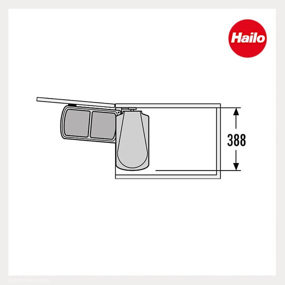 Hailo Abfallsammler 3416071 | Schwenkbarer Einbau-Mülleimer Duo 16 L | Für Schränke ab 45 cm Breite mit Drehtür | Platzsparende Mülltrennung | Einfache Installation | Hochwertige Verarbeitung