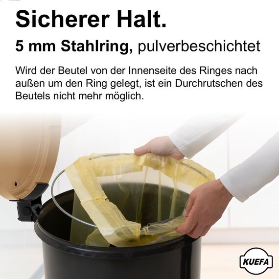 KUEFA VL 60l Müllsackständer, Mülleimer, Sammelbehälter mit Scharnierdeckel für den Gelben Sack, Pfandflaschen, Leergut (1, Cappuccino)