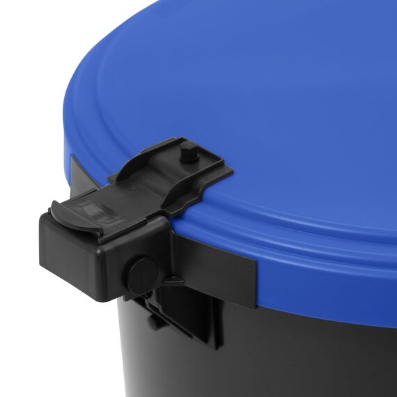 KUEFA VL 60l Müllsackständer, Mülleimer, Sammelbehälter mit Scharnierdeckel für den Gelben Sack, Pfandflaschen, Leergut (1, Himmelblau)