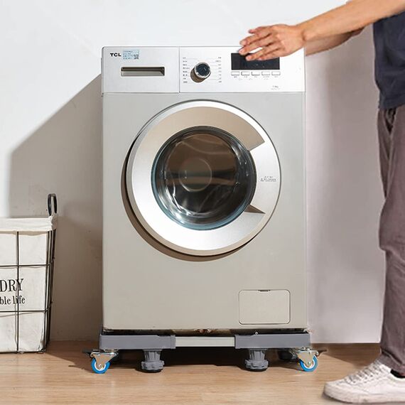 NIUXX Waschmaschine Sockel Untergestell mit 8 Füßen+4 Räder für Waschwaschine,Kühlschrank und Trockner,Verstellbare Waschmaschinensockel mit Rutschfester Stoßdämpfungsfunktion,(Einstellbare:42-66cm)