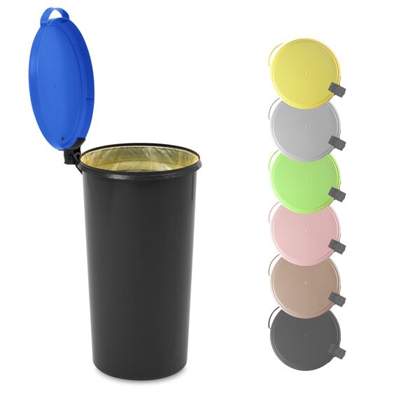 KUEFA VL 60l Müllsackständer, Mülleimer, Sammelbehälter mit Scharnierdeckel für den Gelben Sack, Pfandflaschen, Leergut (1, Himmelblau)