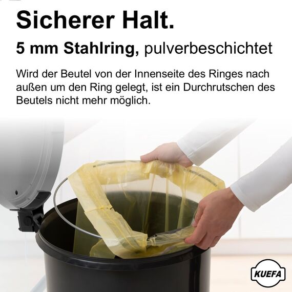 KUEFA VL 60l Müllsackständer, Mülleimer, Sammelbehälter mit Scharnierdeckel für den Gelben Sack, Pfandflaschen, Leergut (1, Hellgrau)
