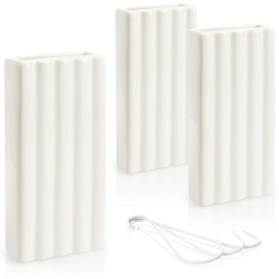 com-four® 3x Luftbefeuchter Heizung - Heizkörper Luftbefeuchter in weiß - Heizung Wasserverdunster aus Keramik im Streifen Design (weiß - Streifen)