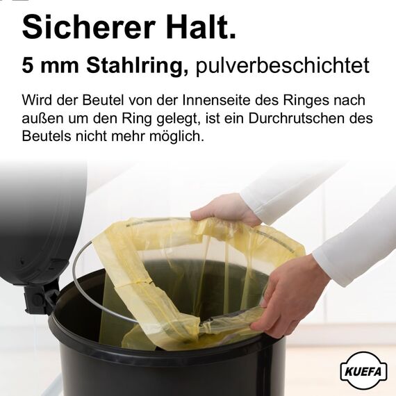 KUEFA VL 60l Müllsackständer, Mülleimer, Sammelbehälter mit Scharnierdeckel für den Gelben Sack, Pfandflaschen, Leergut (1, Grau)