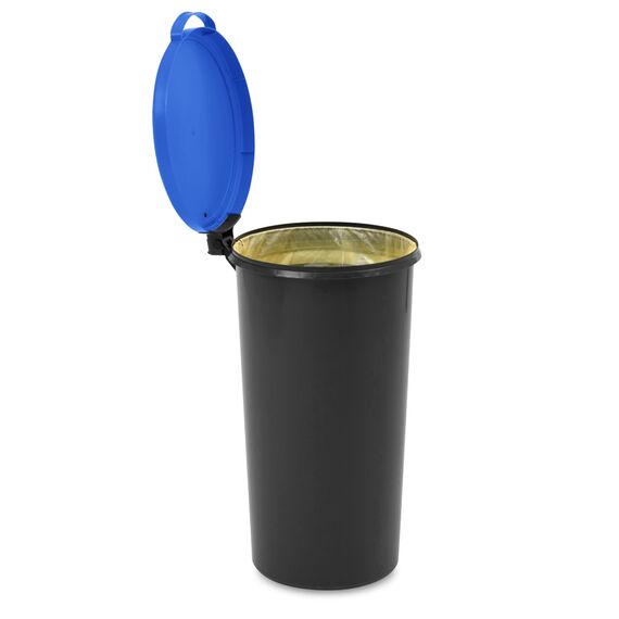 KUEFA VL 60l Müllsackständer, Mülleimer, Sammelbehälter mit Scharnierdeckel für den Gelben Sack, Pfandflaschen, Leergut (1, Himmelblau)