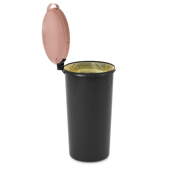 KUEFA VL 60l Müllsackständer, Mülleimer, Sammelbehälter mit Scharnierdeckel für den Gelben Sack, Pfandflaschen, Leergut (1, Rosee)