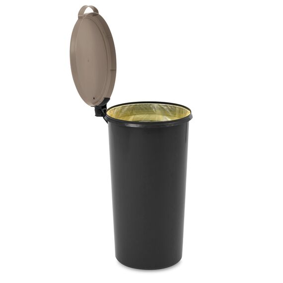 KUEFA VL 60l Müllsackständer, Mülleimer, Sammelbehälter mit Scharnierdeckel für den Gelben Sack, Pfandflaschen, Leergut (1, Cappuccino)