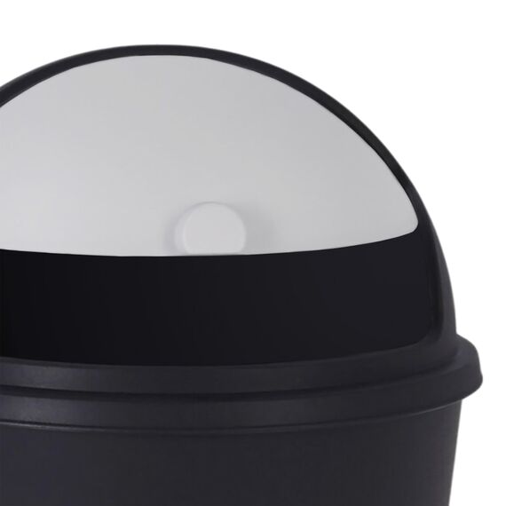 Spetebo XL Abfalleimer mit Schiebedeckel schwarz - 25 L - Runder Mülleimer mit Kuppel Deckel - Kosmetik Eimer Müll Behälter Abfall Eimer recycelbar