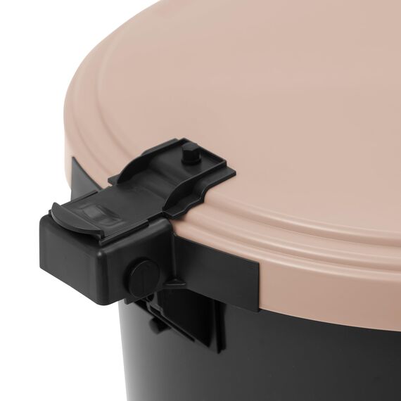 KUEFA VL 60l Müllsackständer, Mülleimer, Sammelbehälter mit Scharnierdeckel für den Gelben Sack, Pfandflaschen, Leergut (1, Rosee)