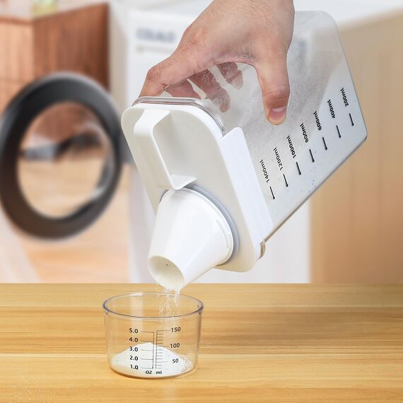 JJWUYUE 1800ml Luftdichter Waschmittelspender mit Messbecher, Waschmittel Waschpulver Aufbewahrungsbox,Waschpulverspender, Waschmittelbox Vorratsbehälter für Waschmittel Futterbehälter